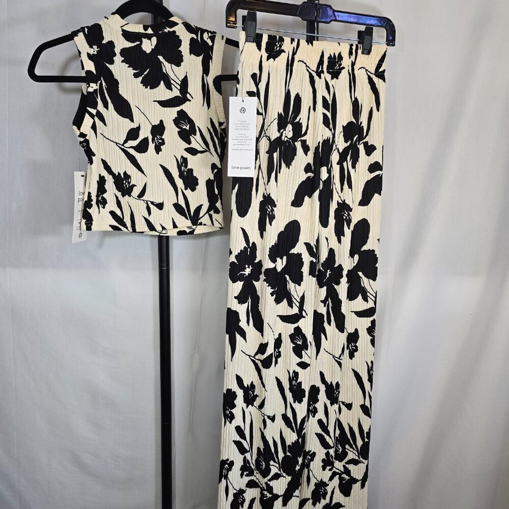 Love Poem Black & Cream Floral Sleeveless Top and Wide Leg Pants Set - Picture 3 of 5